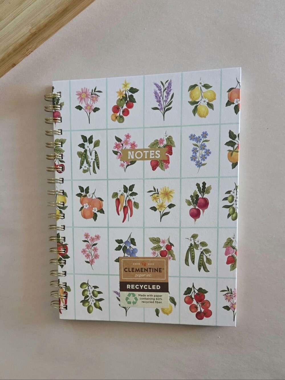 Clementine Harvest Grid Large Spiral Hardcover Ruled Notebook